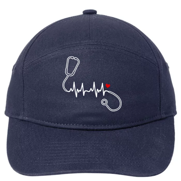 Nurse Heartbeat Clothing Gift Nurse Stethoscope Heart Gift 7-Panel Snapback Hat