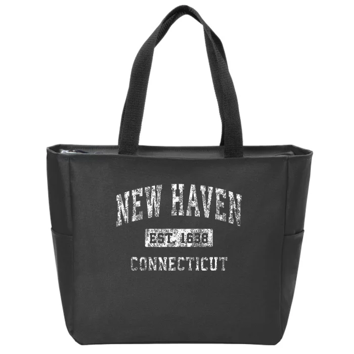 New Haven Connecticut Ct Vintage Established Sports Zip Tote Bag