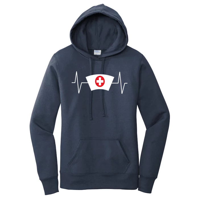 Nurse Hat Cap Heartbeat Ekg Graphic Funny Nursing Funny Gift Women's Pullover Hoodie