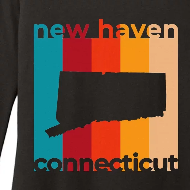 New Haven Connecticut Retro Cutout Ct Souvenir Womens CVC Long Sleeve Shirt