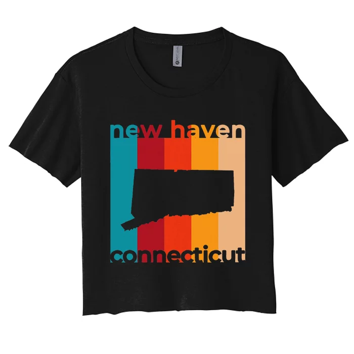 New Haven Connecticut Retro Cutout Ct Souvenir Women's Crop Top Tee