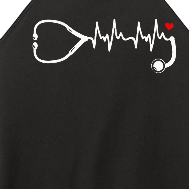 Nurse Heartbeat Clothing Stethoscope Heart Student Nurse Women’s Perfect Tri Rocker Tank