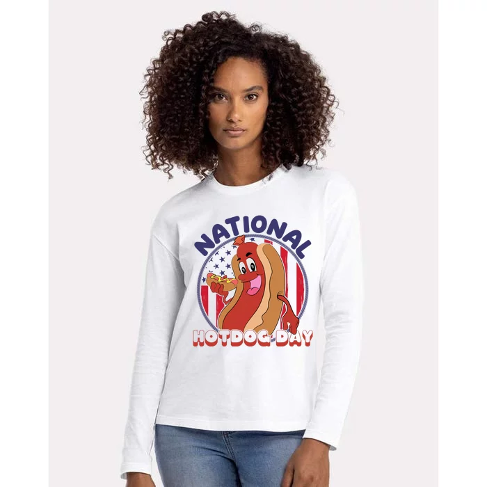 National Hot Dog Day Womens Cotton Relaxed Long Sleeve T-Shirt