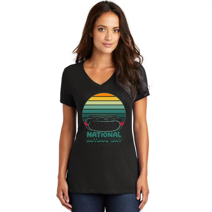 National Hot Dog Day Women's V-Neck T-Shirt