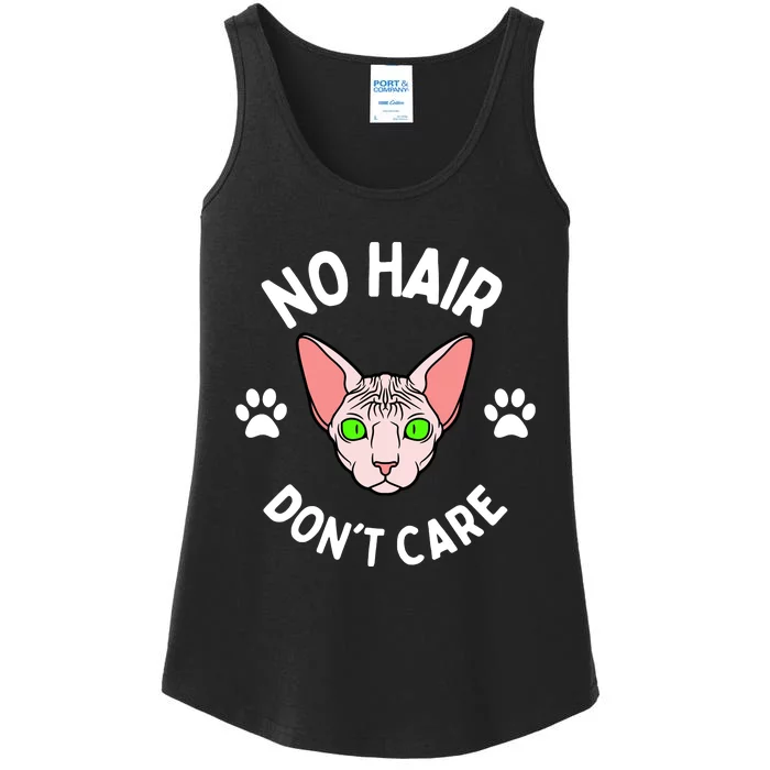 No Hair Dont Care Sphynx Cat Cat Sayings Ladies Essential Tank