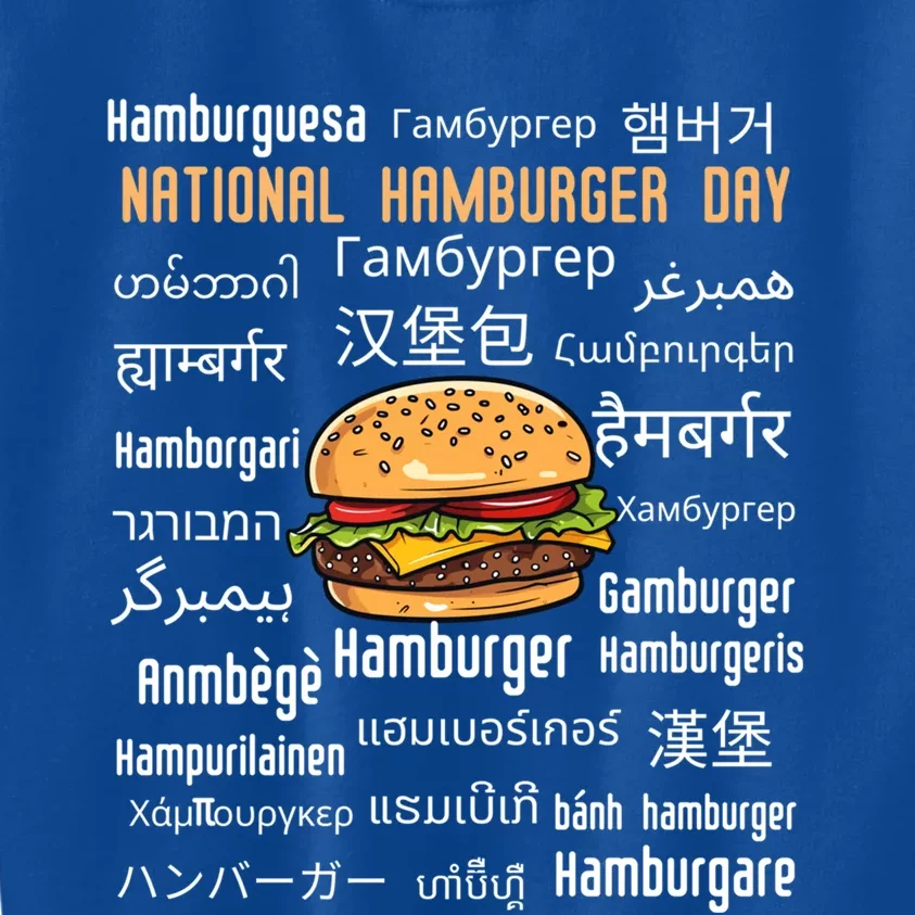 National Hamburger Day American Foods Various Languages Funny Gift Kids Sweatshirt