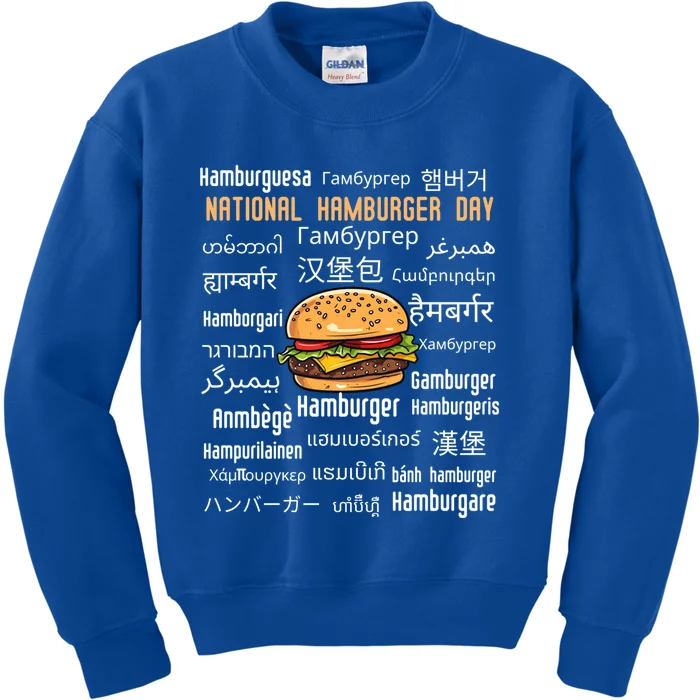 National Hamburger Day American Foods Various Languages Funny Gift Kids Sweatshirt