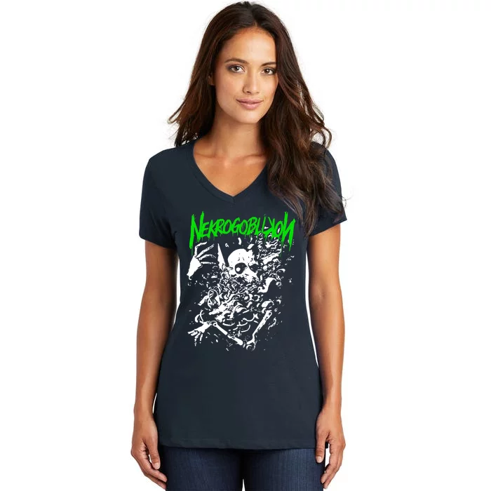 Nekrogoblikon Halloween Day Thanksgiving Women's V-Neck T-Shirt