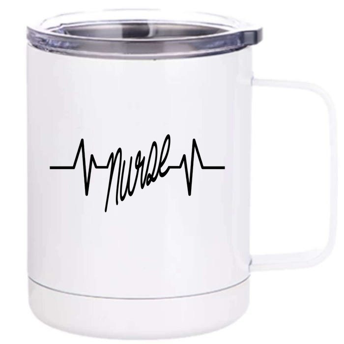 Nurse Heartbeat Funny Gift Front & Back 12oz Stainless Steel Tumbler Cup