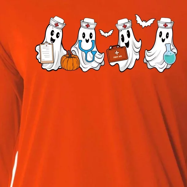 Nurse Halloween Ghost Festive Cooling Performance Long Sleeve Crew