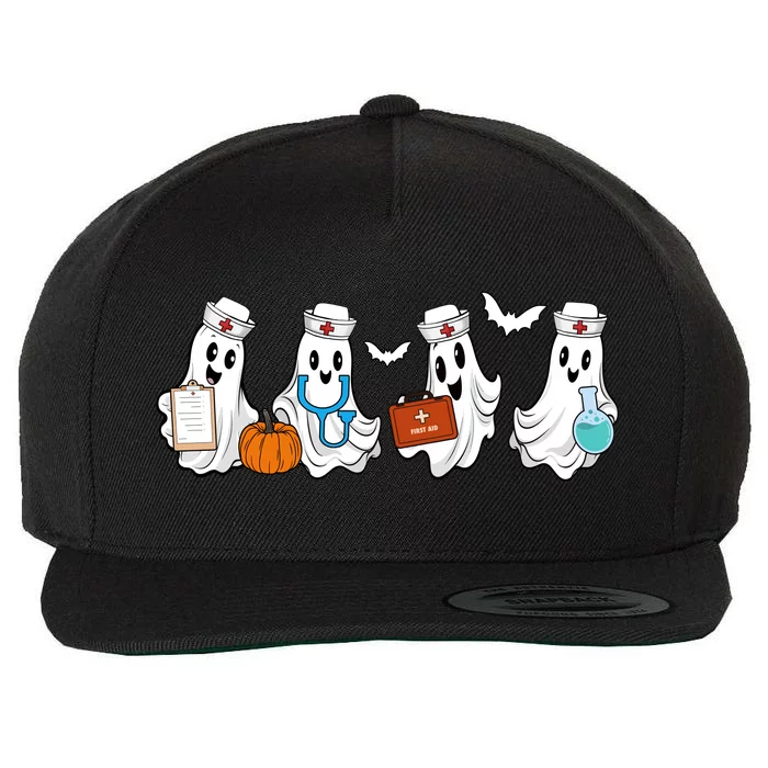 Nurse Halloween Ghost Festive Wool Snapback Cap