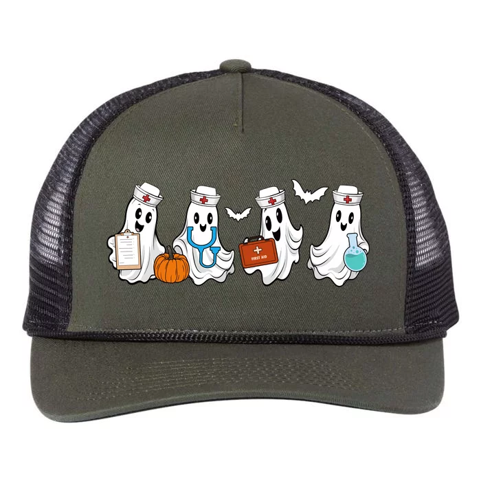 Nurse Halloween Ghost Festive Retro Rope Trucker Hat Cap