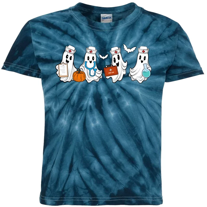 Nurse Halloween Ghost Festive Kids Tie-Dye T-Shirt