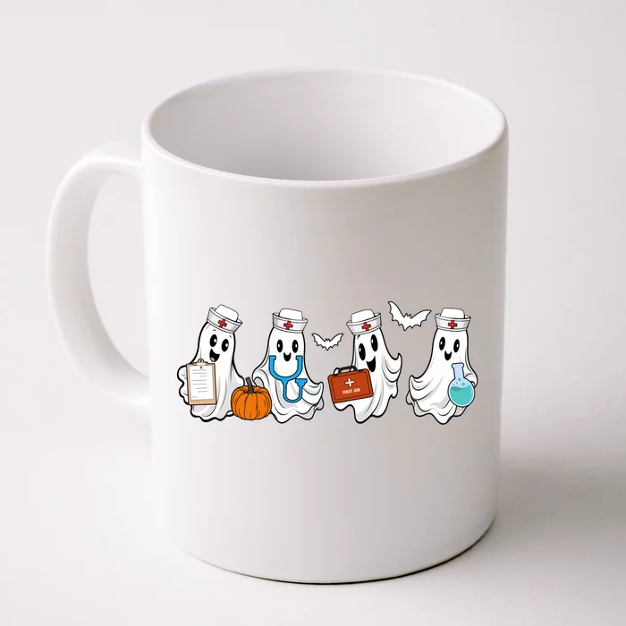 Nurse Halloween Ghost Festive Front & Back Coffee Mug