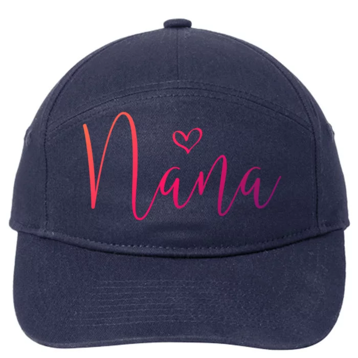 Nana Heart Grandma Christmas MotherS Day Gift 7-Panel Snapback Hat