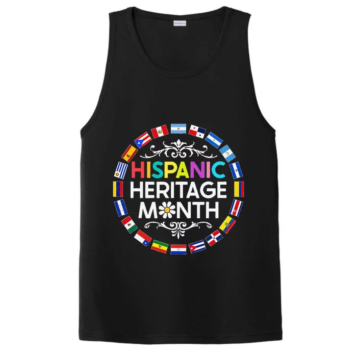 National Hispanic Heritage Month All Countries Flags Performance Tank