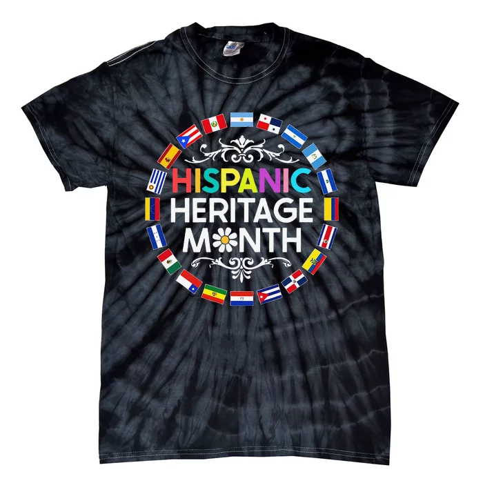 National Hispanic Heritage Month All Countries Flags Tie-Dye T-Shirt