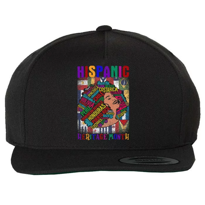 National Hispanic Heritage Month Latina Woman All Countries Wool Snapback Cap