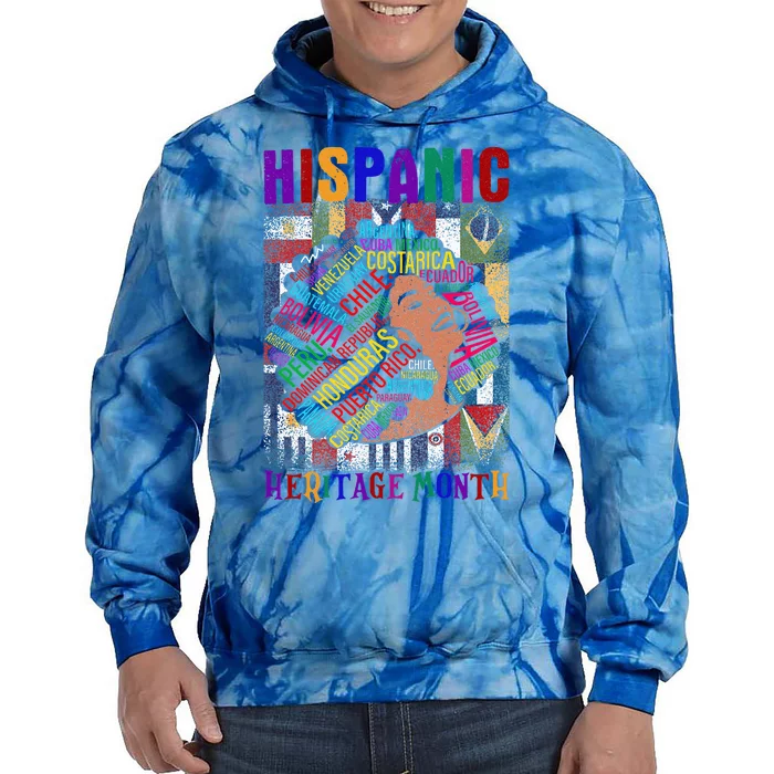 National Hispanic Heritage Month Latina Woman All Countries Tie Dye Hoodie