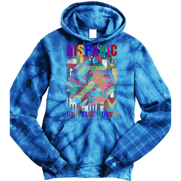 National Hispanic Heritage Month Latina Woman All Countries Tie Dye Hoodie