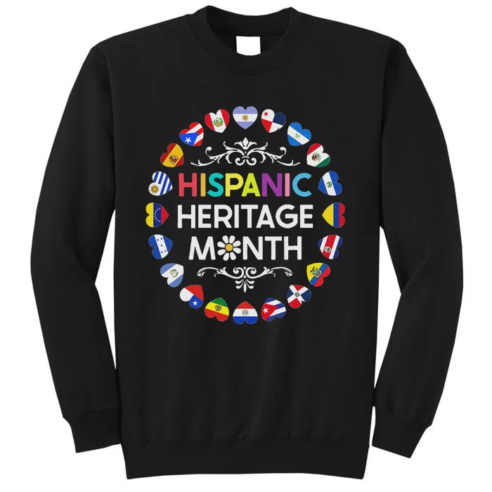 National Hispanic Heritage Month All Countries Flags Hearts Tall Sweatshirt