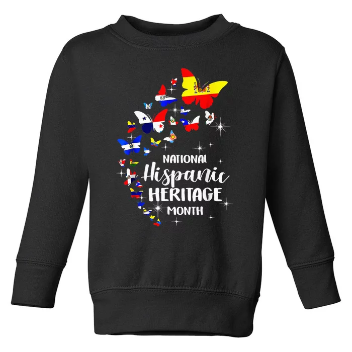 National Hispanic Heritage Month Butterfly Countries Flags Toddler Sweatshirt