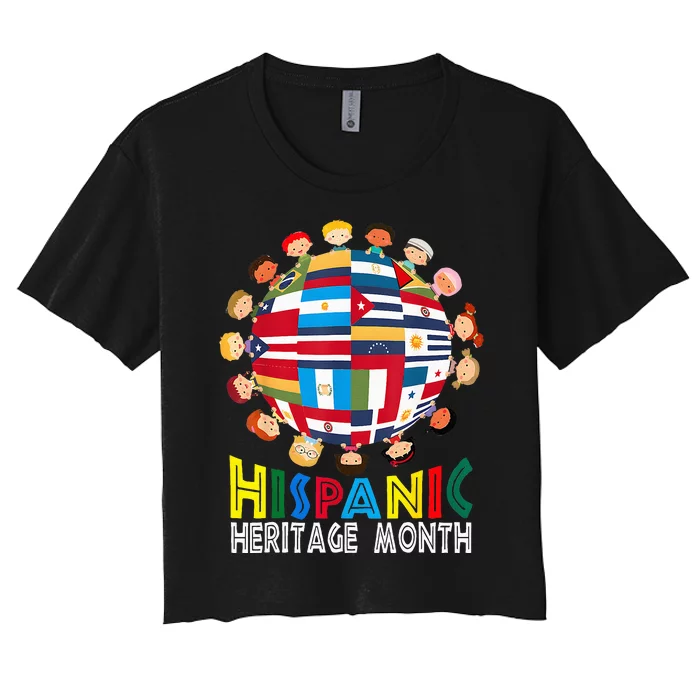 National Hispanic Heritage Month Children Latin Flags Women's Crop Top Tee