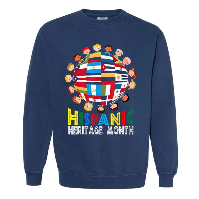 National Hispanic Heritage Month Children Latin Flags Garment-Dyed Sweatshirt