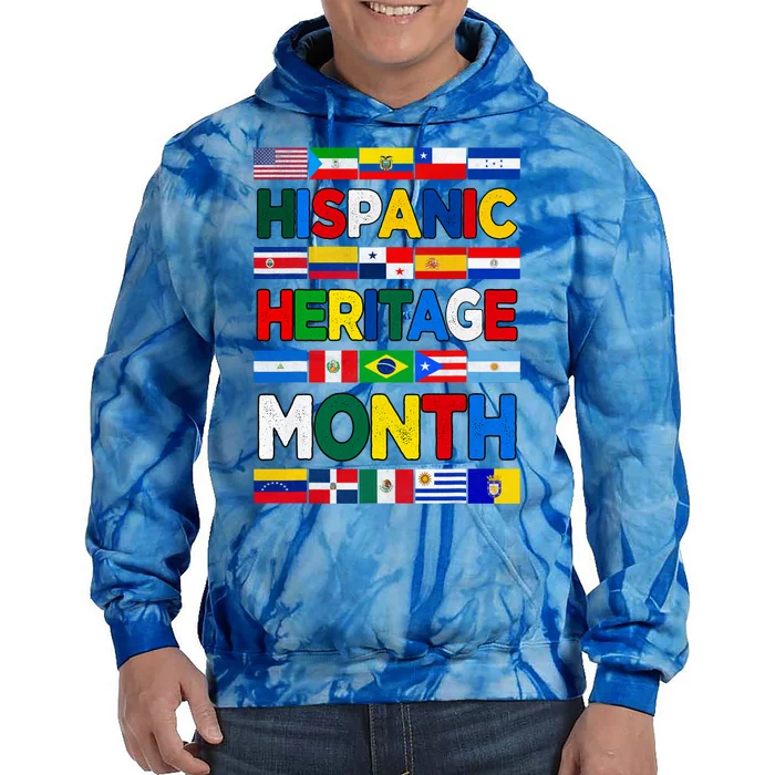 National Hispanic Heritage Month All Countries Flags Tie Dye Hoodie