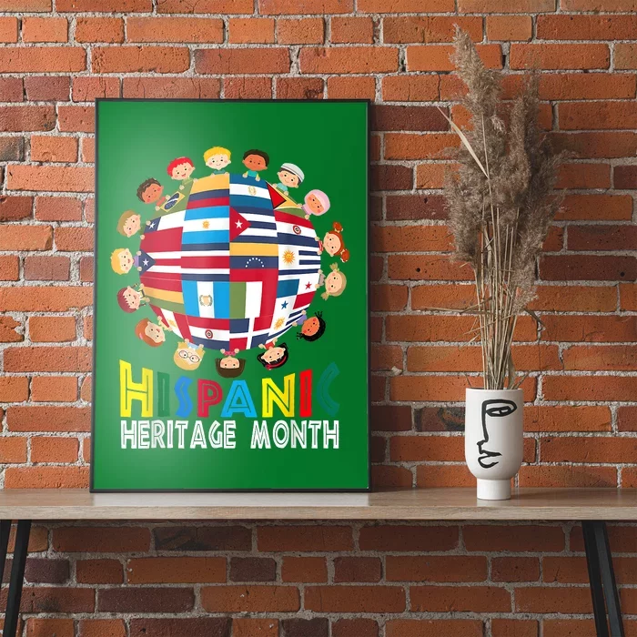 National Hispanic Heritage Month Children Latin Flags Poster