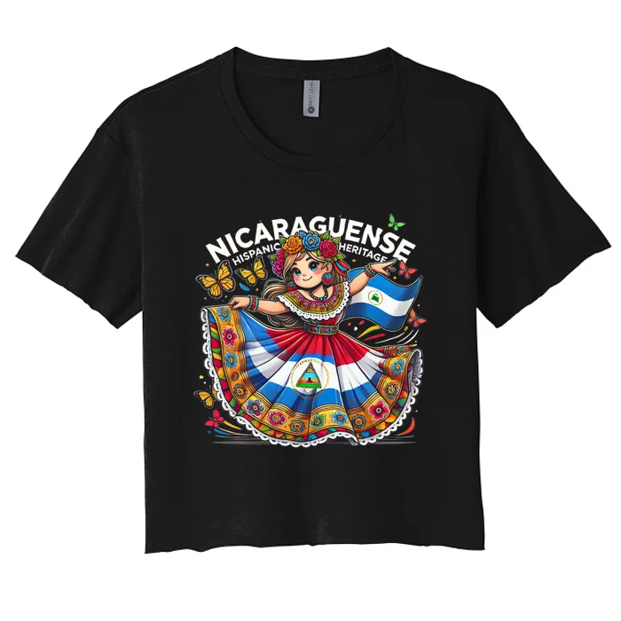 Nicaragua Hispanic Heritage Month Celebration Women's Crop Top Tee