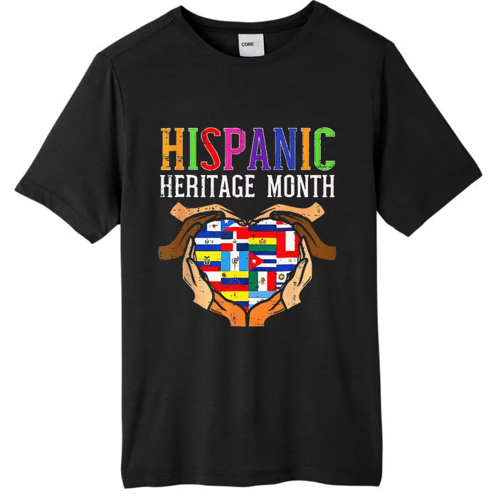 National Hispanic Heritage Month Hands Heart Flags ChromaSoft Performance T-Shirt