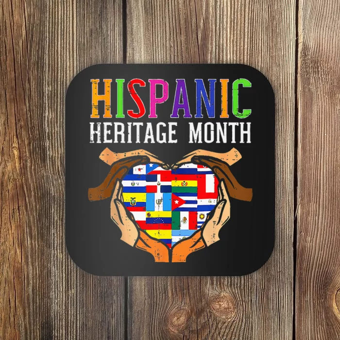 National Hispanic Heritage Month Hands Heart Flags Coaster