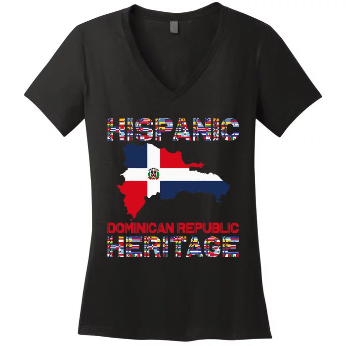 National Hispanic Heritage Month Dominican Republic Flag Women's V-Neck T-Shirt