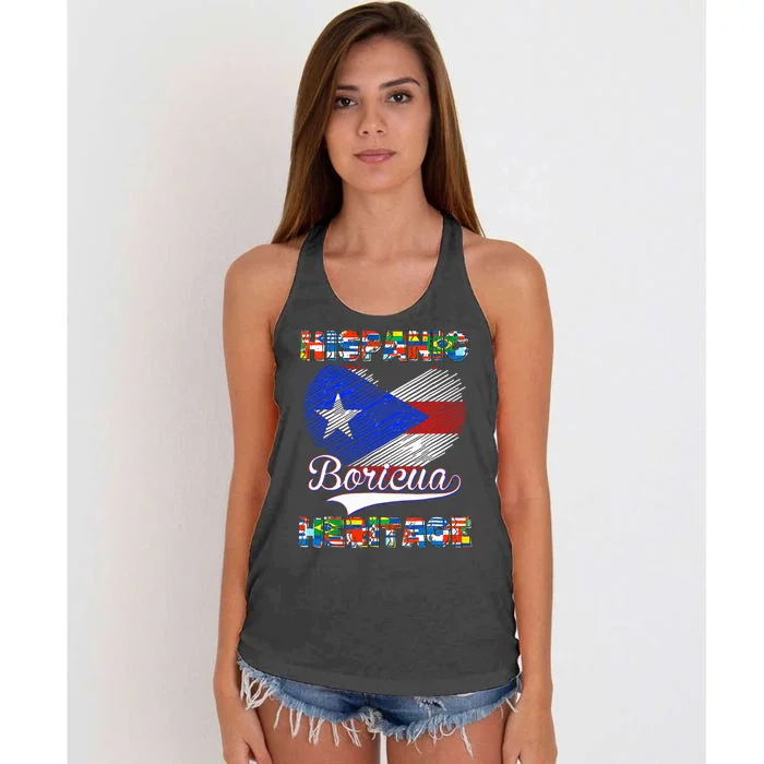 National Hispanic Heritage Month Puerto Rico Flag Boricua Women's Knotted Racerback Tank