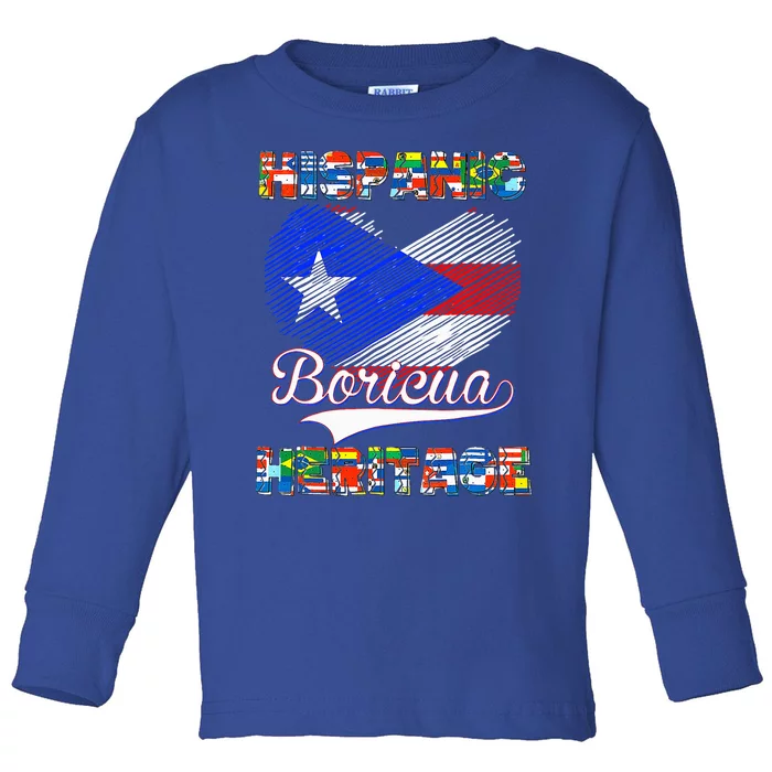 National Hispanic Heritage Month Puerto Rico Flag Boricua Toddler Long Sleeve Shirt