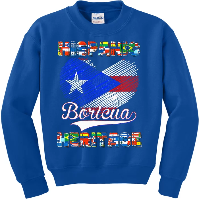 National Hispanic Heritage Month Puerto Rico Flag Boricua Kids Sweatshirt