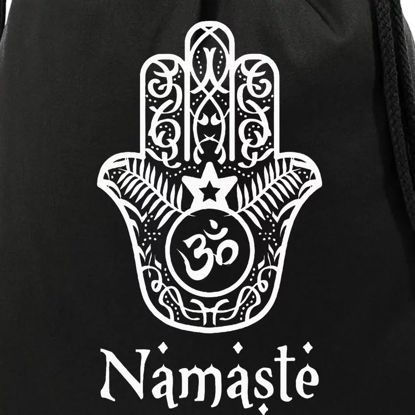 Namaste Hand Hamsa Yoga Hinduism Vedas Ohm Drawstring Bag