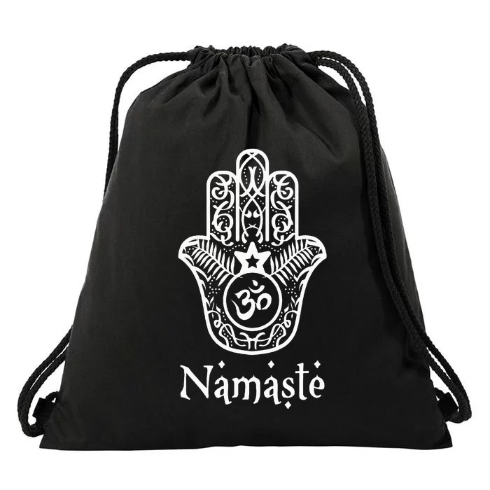 Namaste Hand Hamsa Yoga Hinduism Vedas Ohm Drawstring Bag