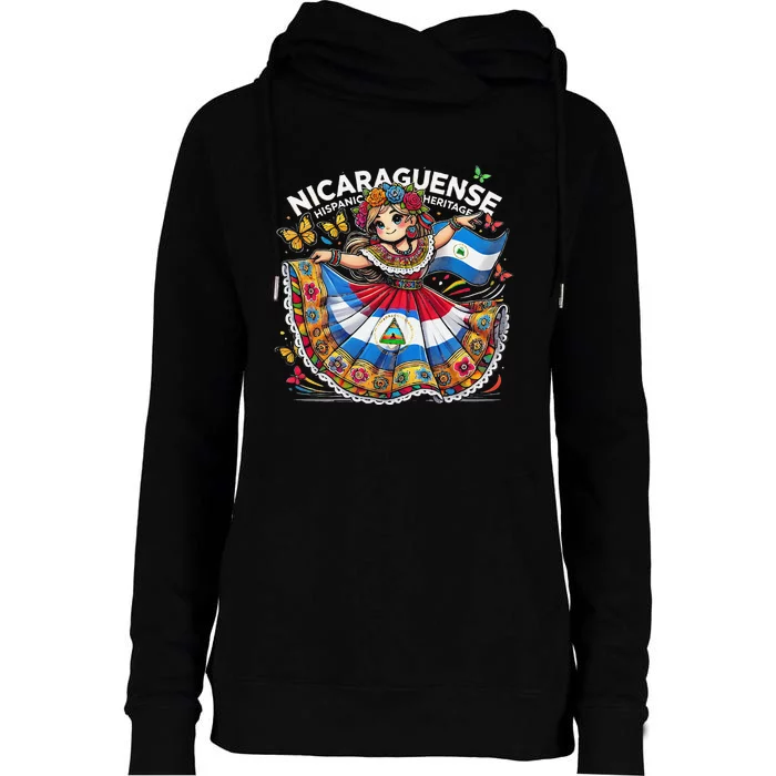 Nicaragua Hispanic Heritage Month Celebration Gift Womens Funnel Neck Pullover Hood