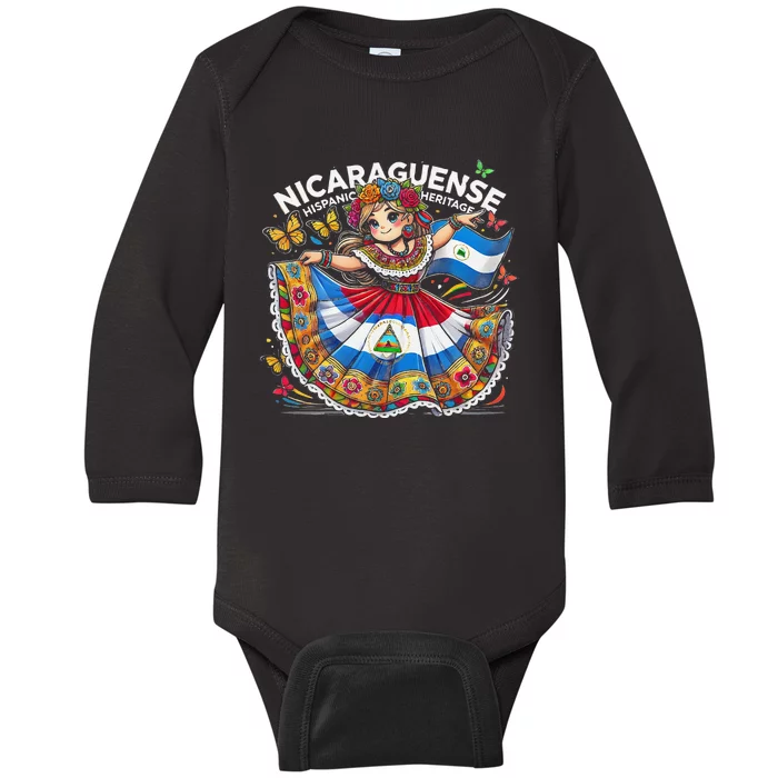 Nicaragua Hispanic Heritage Month Celebration Gift Baby Long Sleeve Bodysuit