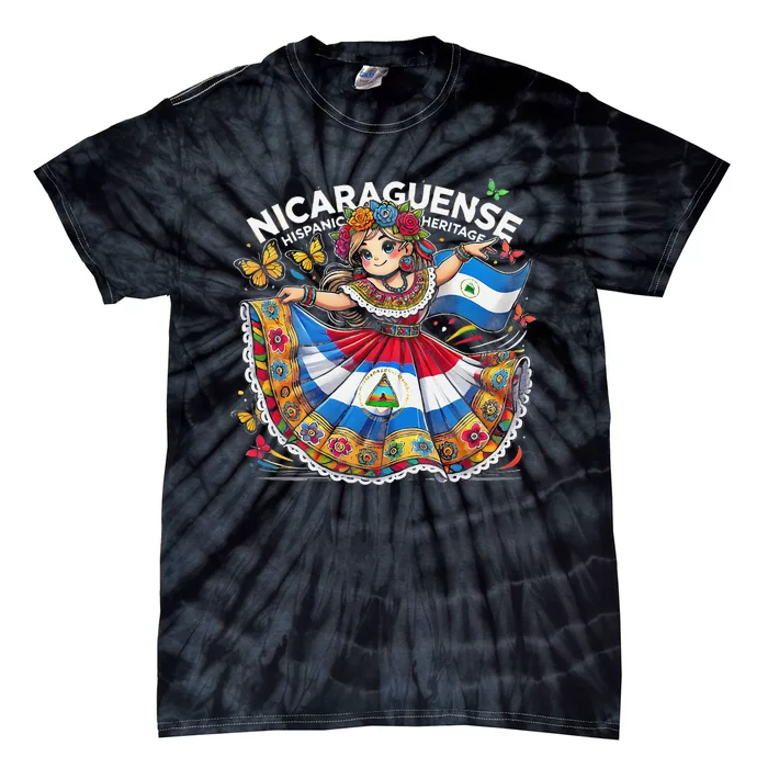 Nicaragua Hispanic Heritage Month Celebration Gift Tie-Dye T-Shirt