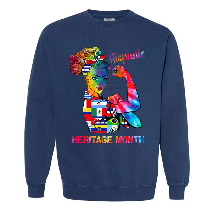 National Hispanic Heritage Month Hispanic All Flag Garment-Dyed Sweatshirt