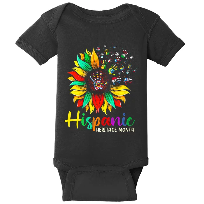 National Hispanic Heritage Month Sunflower All Countries Baby Bodysuit