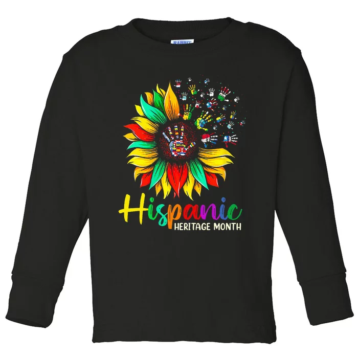 National Hispanic Heritage Month Sunflower All Countries Toddler Long Sleeve Shirt