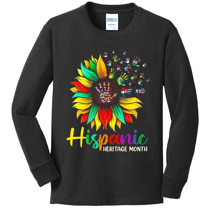 National Hispanic Heritage Month Sunflower All Countries Kids Long Sleeve Shirt