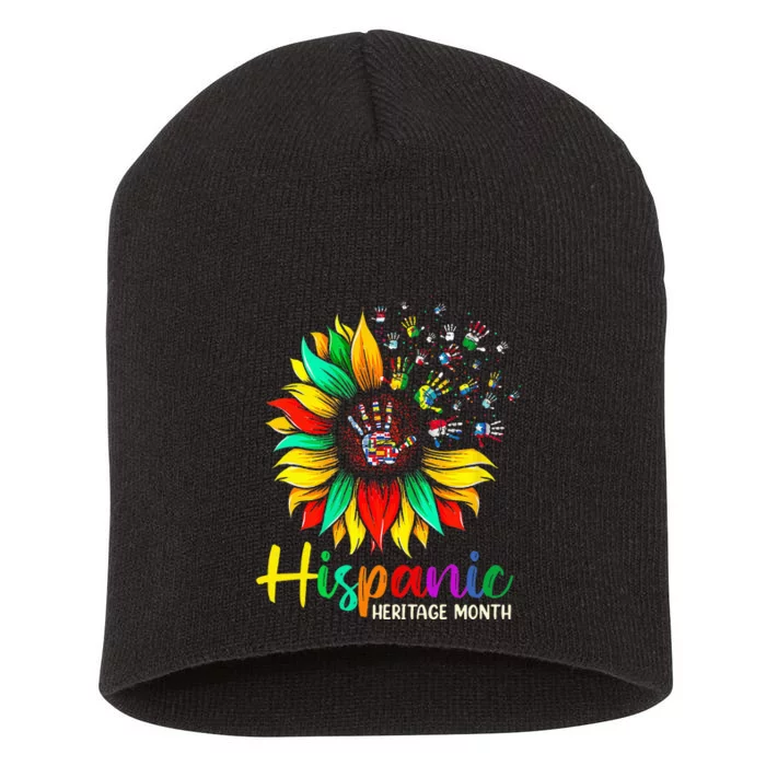 National Hispanic Heritage Month Sunflower All Countries Short Acrylic Beanie