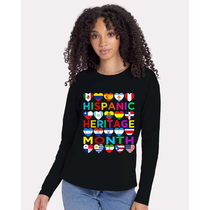 National Hispanic Heritage Month Latino Countries Flag Womens Cotton Relaxed Long Sleeve T-Shirt