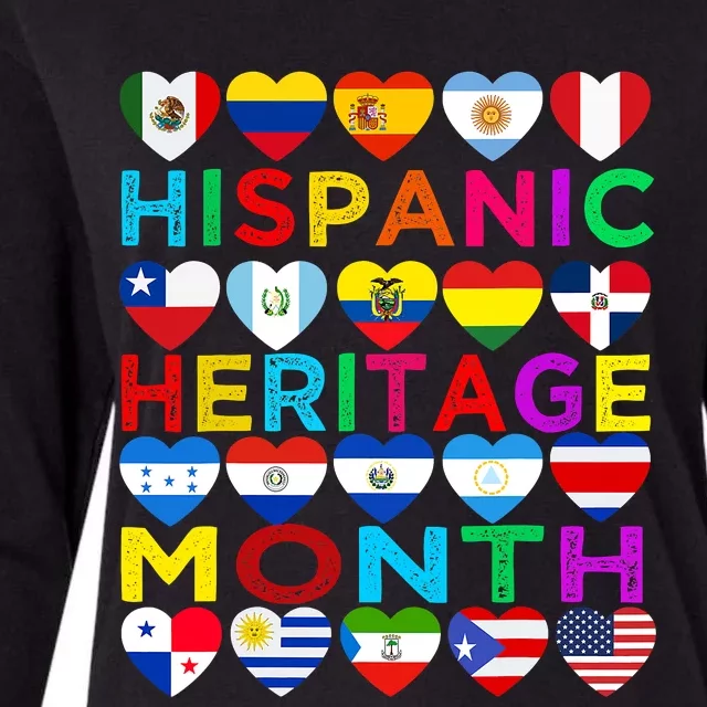 National Hispanic Heritage Month Latino Countries Flag Womens Cotton Relaxed Long Sleeve T-Shirt