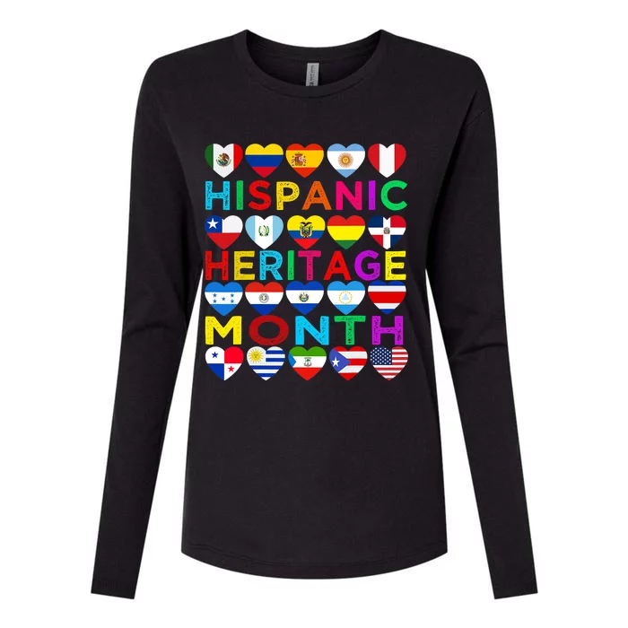 National Hispanic Heritage Month Latino Countries Flag Womens Cotton Relaxed Long Sleeve T-Shirt